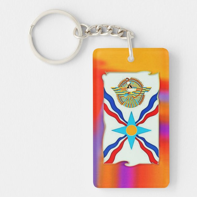 Assyrian Flag Acrylic Keychain (Front)
