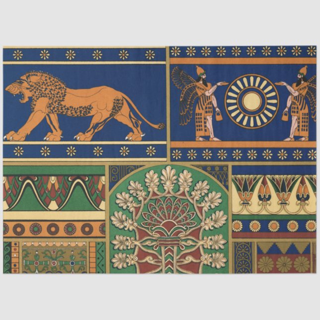 Assyrian Gold Lion, Sun & Ancient Angels Artistic Tissue Paper (Front)