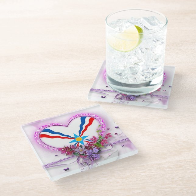 Assyrian Heart Glass Coaster (Angled)