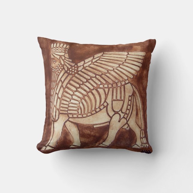 Assyrian Lamassu Throw Pillow (Front)