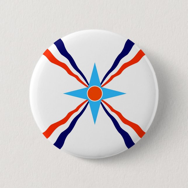 assyrian people ethnic flag 2 inch round button (Front)