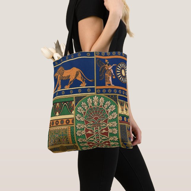 Assyrian retro pattern tote bag (Close Up)