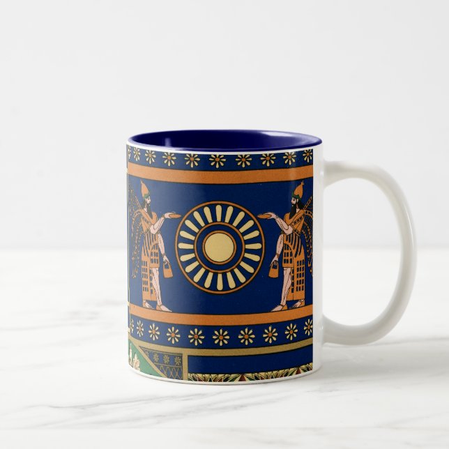 Assyrian Vintage Pattern Two-Tone Coffee Mug (Right)