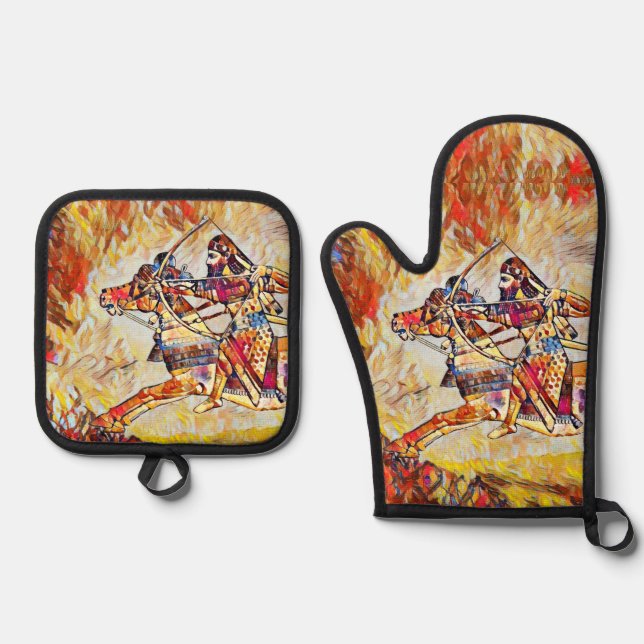 Assyrian Warrior Oven Mitt and Pot Holders Oven Mitt & Pot Holder Set (Front)