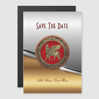 Assyrian Winged Bull - Gold Lamassu Magnetic Invitation