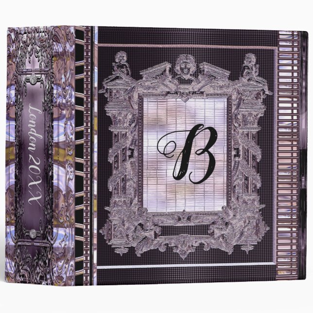 Astair Lavender Beautiful Vintage Monogram Binder (Front/Spine)