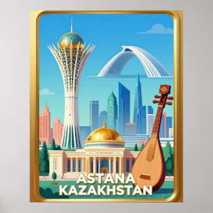 Astana Bayterek Tower Travel Poster
