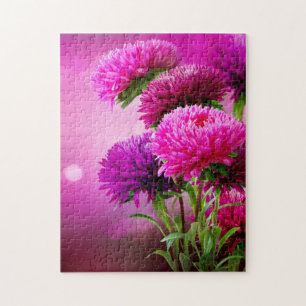 Aster Autumn Flowers Art Design Jigsaw Puzzle