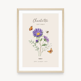 Aster Birth Month Flower Poster