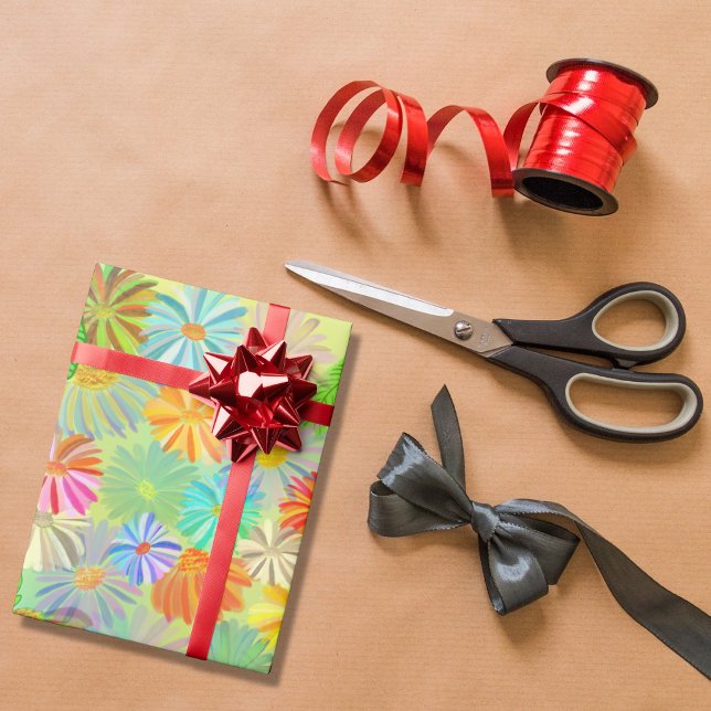 ASTER & CONE FLOWERS & TROPICAL LEAVES WATERCOLOR  WRAPPING PAPER (Creator Uploaded)