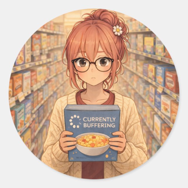 Aster™ Currently Buffering Round Sticker Cute Aest (Front)