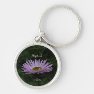Aster Flower with Raindrops Personalized Photo Keychain