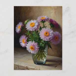 Aster flowers postcard