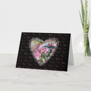 Aster Heart Valentine Love Romance Neovictorian Holiday Card