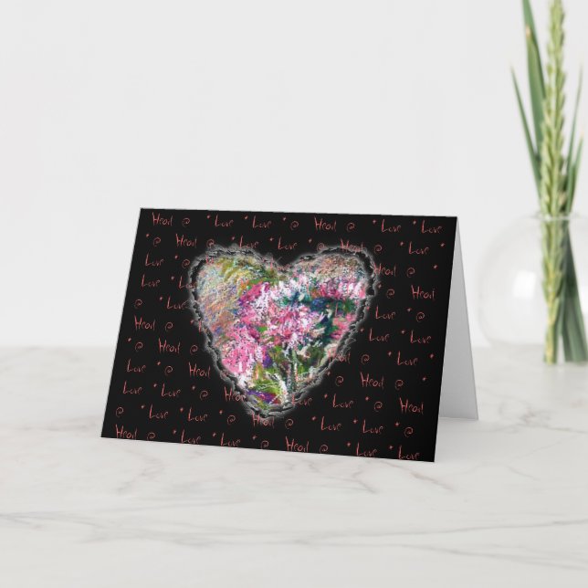 Aster Heart Valentine Love Romance Neovictorian Holiday Card (Front)