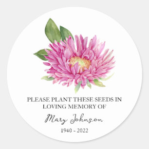 Aster Memorial Funeral Seed Packet Classic Round Sticker