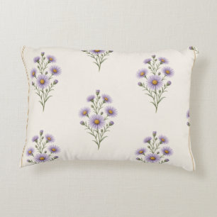 Aster, September Birth Flower Print Accent Pillow