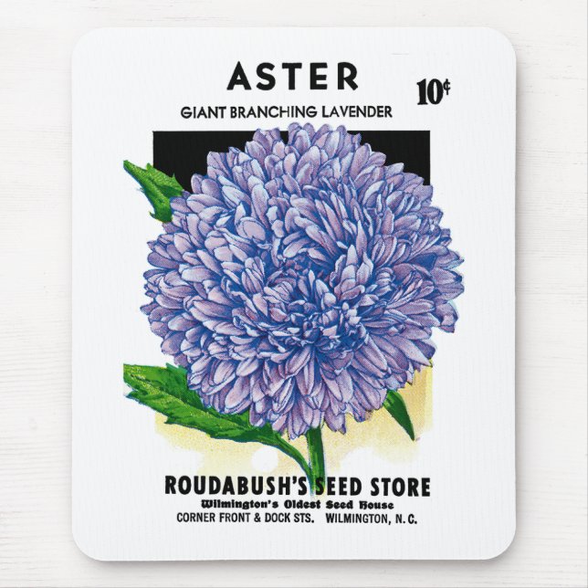 Aster Vintage Seed Packet Mouse Pad (Front)