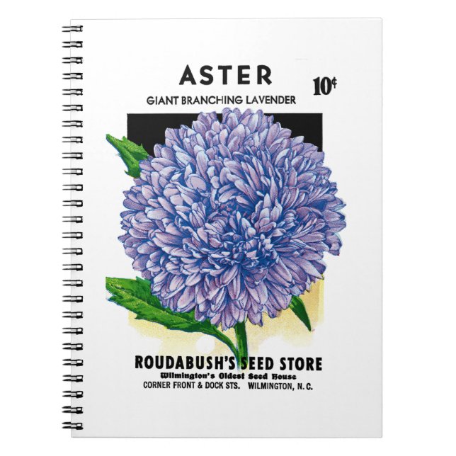 Aster Vintage Seed Packet Notebook (Front)