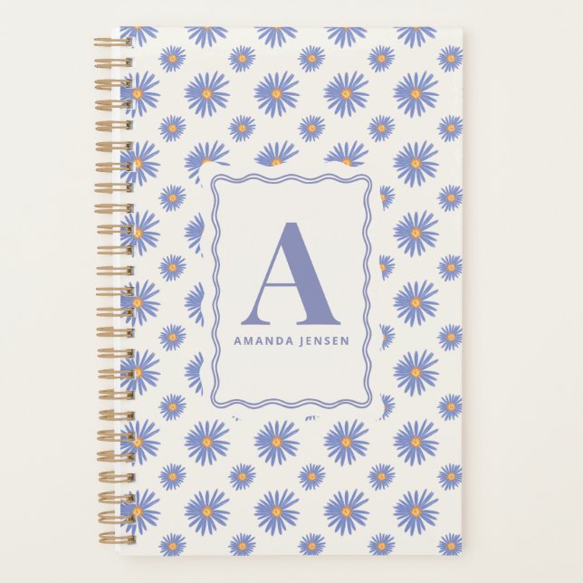 Aster Wildflower Floral Personalized  Planner (Front)