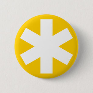 Asterisk - Amber 2 Inch Round Button