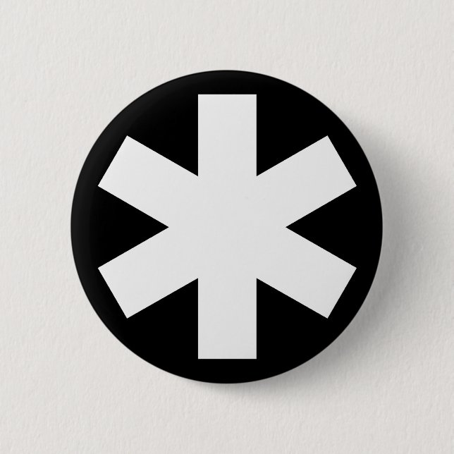 Asterisk - Black 2 Inch Round Button (Front)