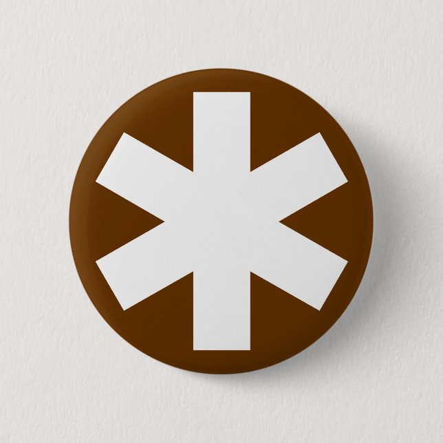 Asterisk - Brown 2 Inch Round Button (Front)