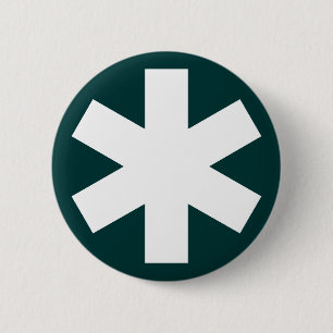 Asterisk - Dark Green 2 Inch Round Button