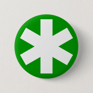 Asterisk - Green 2 Inch Round Button