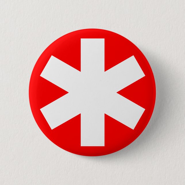 Asterisk - Red 2 Inch Round Button (Front)