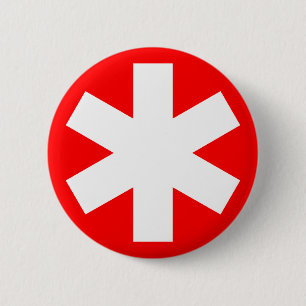 Asterisk - Red 2 Inch Round Button