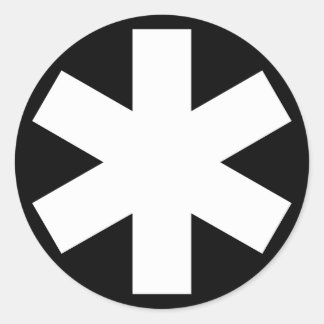 Asterisk - White on Black Classic Round Sticker