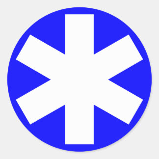 Asterisk - White on Blue Classic Round Sticker