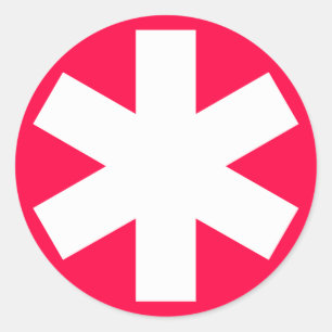 Asterisk - White on Crimson Red Classic Round Sticker