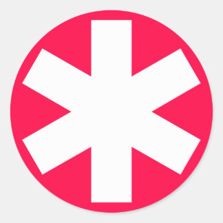 Asterisk - White on Crimson Red Classic Round Sticker