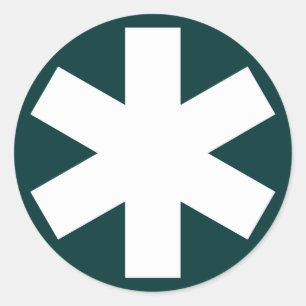 Asterisk - White on Dark Green Classic Round Sticker