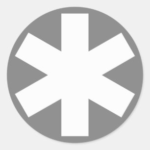 Asterisk - White on Grey Classic Round Sticker