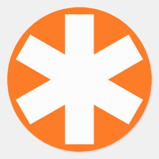 Asterisk - White on Orange Classic Round Sticker