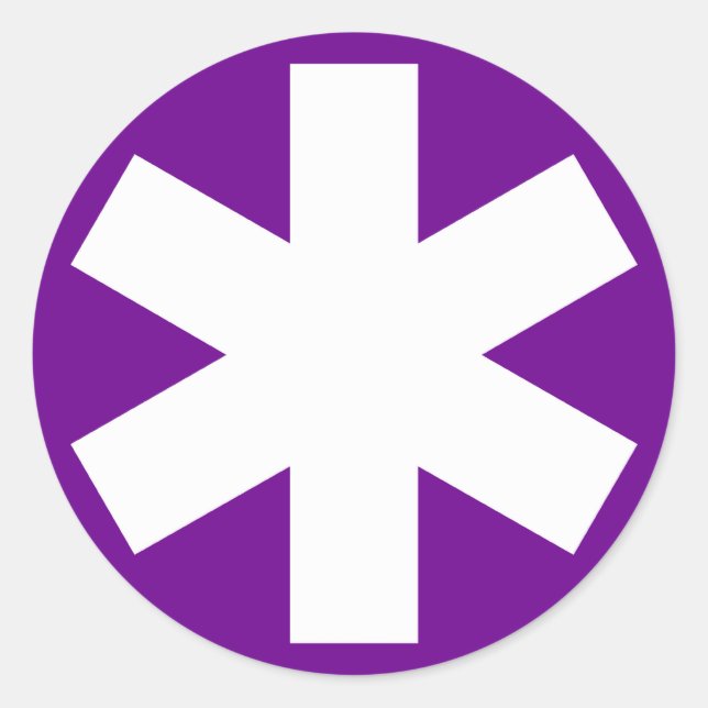 Asterisk - White on Purple Classic Round Sticker (Front)