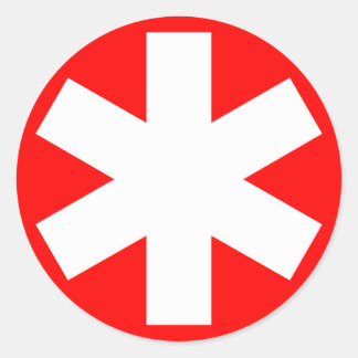 Asterisk - White on Red Classic Round Sticker