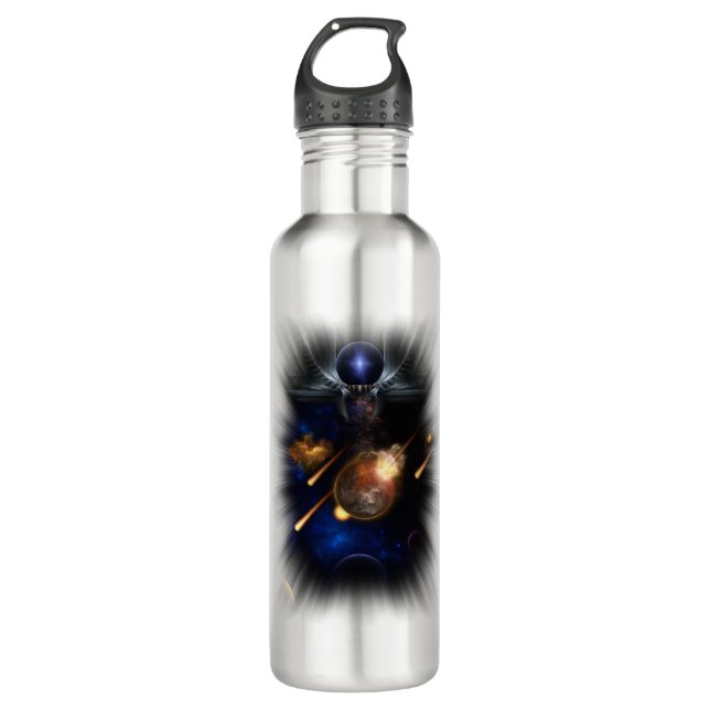 Asteroid Apocalypse Fractal Art Spacescape 710 Ml Water Bottle (Front)