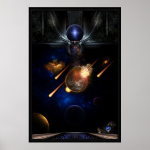 Asteroid Apocalypse Fractal Art Spacescape Poster