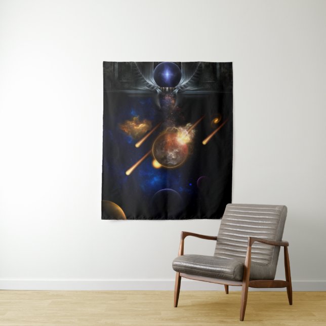 Asteroid Apocalypse Fractal Art Spacescape Tapestry (In Situ)