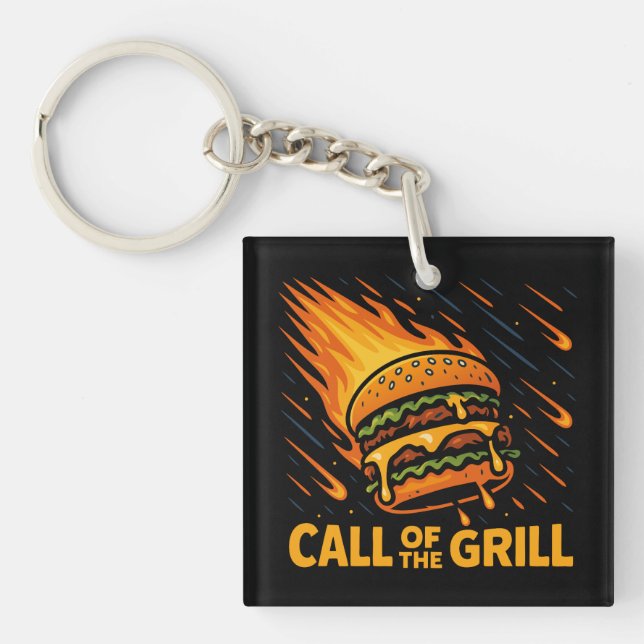 Asteroid Burger Call Of The Grill Keychain (Front)