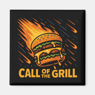 Asteroid Burger Call Of The Grill Magnet