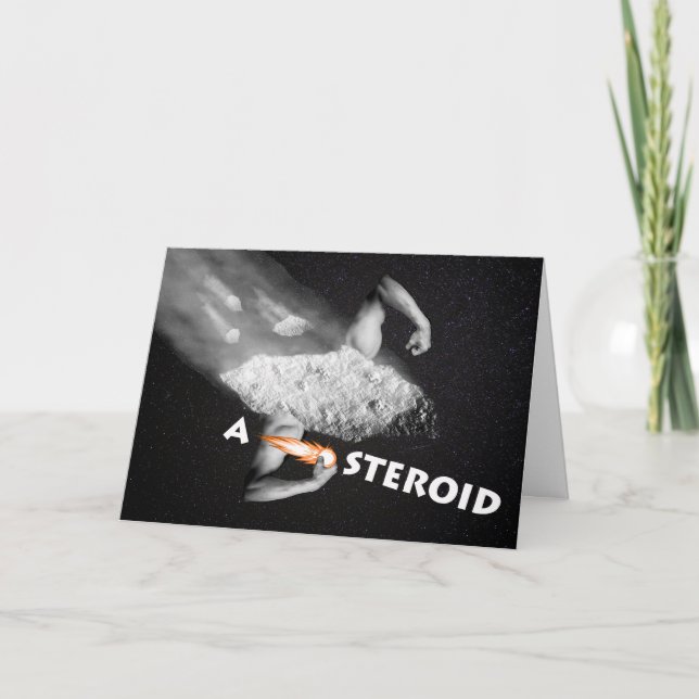 Asteroid Day, A Steroid, Muscle Rock Photomontage Card (Front)