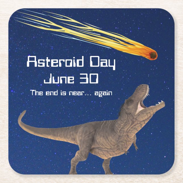 Asteroid Day June 30 Square Paper Coaster (Front)