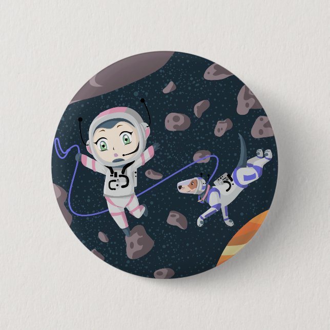 Asteroid Girl 2 Inch Round Button (Front)