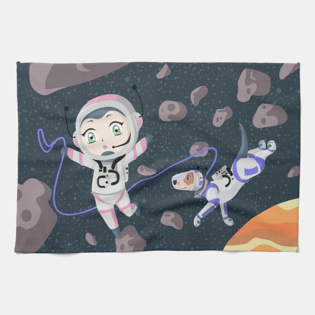 Asteroid Girl Kitchen Towel (Horizontal)