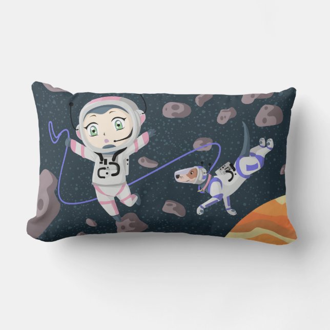 Asteroid Girl Lumbar Pillow (Front)